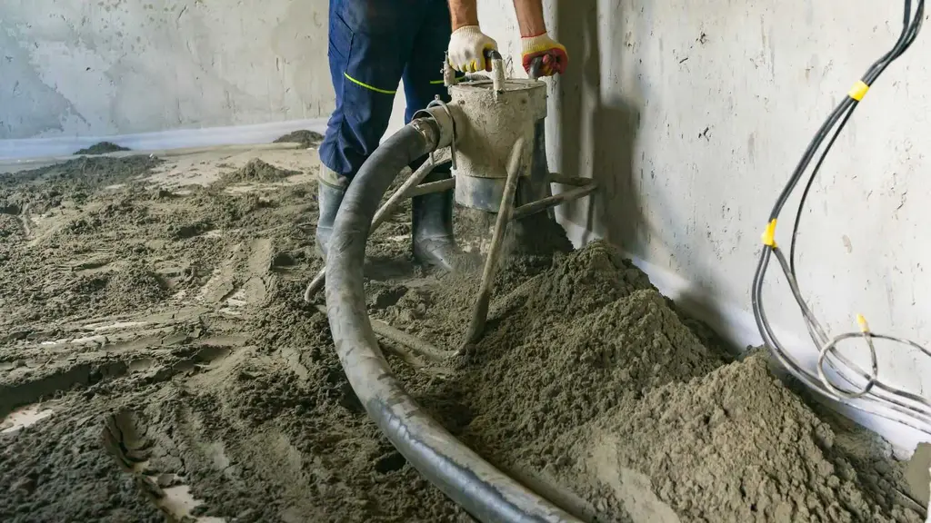 Chape verpompen via persslangen op de werf